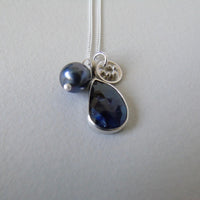 silver moonlit night sapphire necklace