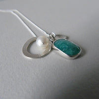 silver leaf and Amazonite charm necklace