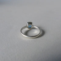 silver ring with cushion moss aquamarine