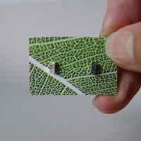 9ct solid white gold mini leaf studs
