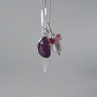 silver pink sapphire necklace