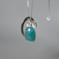 silver leaf and Amazonite charm necklace