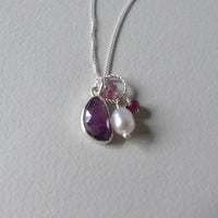 silver pink sapphire necklace