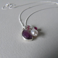 silver pink sapphire necklace