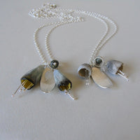 silver leaf and double porcelain pod necklace