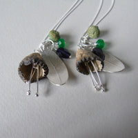 silver leaf and single porcelain pod necklace #2
