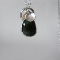 silver leaf and green tourmaline necklace