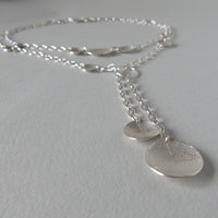 silver oval leaf dish wrap around necklace