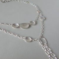 silver oval leaf dish wrap around necklace