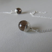 silver and smoky quartz acorn necklace