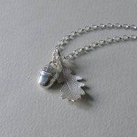 silver acorn and oak leaf necklace