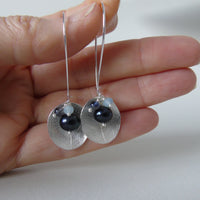 silver large leaf and iolite cluster earrings