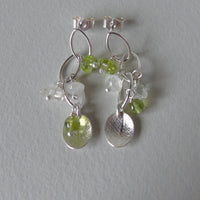 silver leaf and peridot earrings