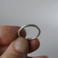 silver diamond cut weave ring