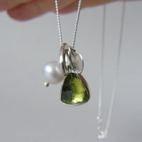 silver leaf and peridot necklace