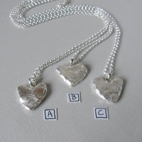silver rough heart necklace