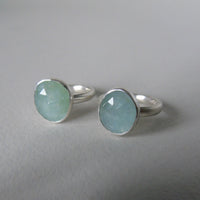 silver ring with freeform aquamarine