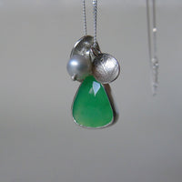 silver leaf and chrysoprase necklace