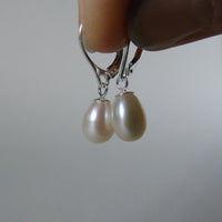 silver earrings with creamy drop pearls
