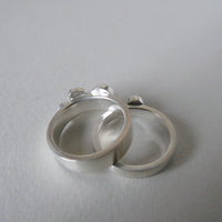 Pale iolite pair of silver cluster rings