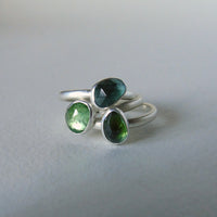 silver ring with freeform green tourmaline