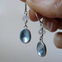 silver blue topaz and moonstone earrings