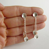 silver three mini leaf dish earrings
