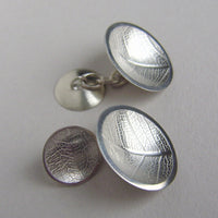 silver concave leaf cufflinks