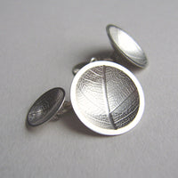silver concave leaf cufflinks