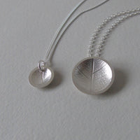 silver concave leaf necklace