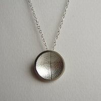 silver concave leaf necklace
